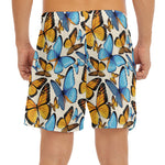 Turquoise And Orange Butterfly Print Men's Split Running Shorts