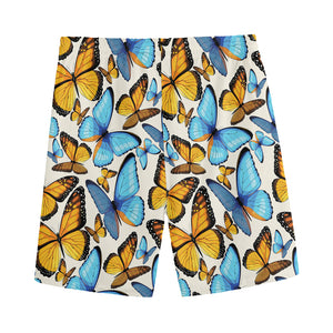 Turquoise And Orange Butterfly Print Men's Sports Shorts