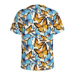 Turquoise And Orange Butterfly Print Men's Sports T-Shirt