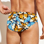 Turquoise And Orange Butterfly Print Men's Swim Briefs