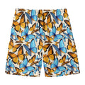 Turquoise And Orange Butterfly Print Men's Swim Trunks
