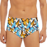Turquoise And Orange Butterfly Print Men's Triangle Swim Briefs