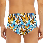 Turquoise And Orange Butterfly Print Men's Triangle Swim Briefs