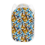Turquoise And Orange Butterfly Print Mesh Laundry Hamper