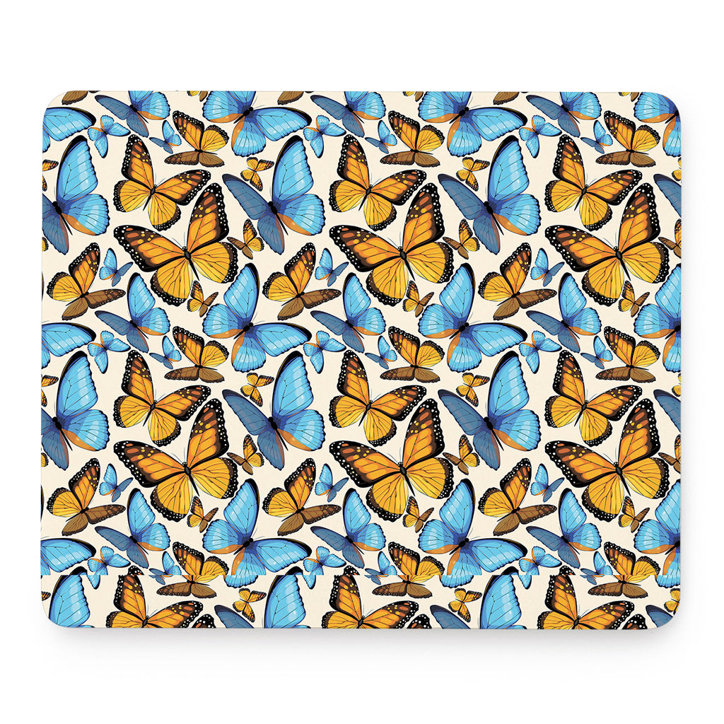Turquoise And Orange Butterfly Print Mouse Pad