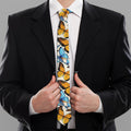 Turquoise And Orange Butterfly Print Necktie