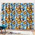Turquoise And Orange Butterfly Print Pencil Pleat Curtains