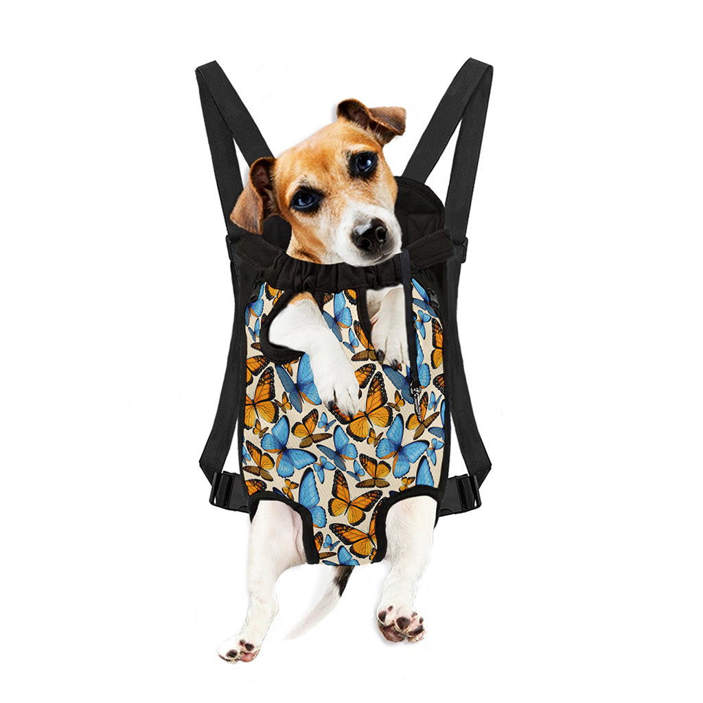 Turquoise And Orange Butterfly Print Pet Carrier Backpack
