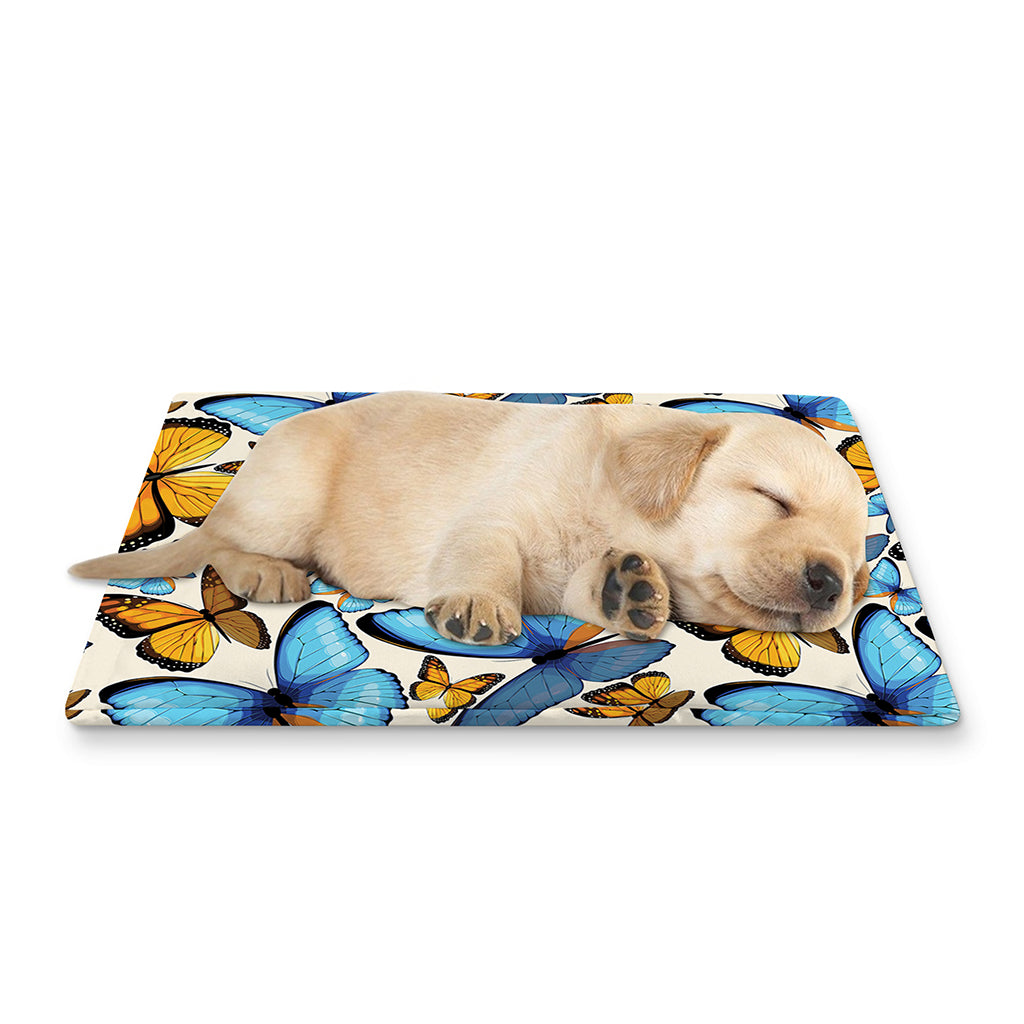 Turquoise And Orange Butterfly Print Pet Cooling Mat Cover