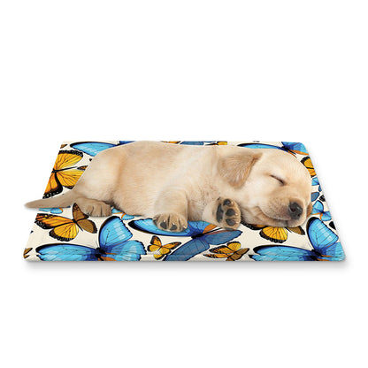 Turquoise And Orange Butterfly Print Pet Cooling Mat Cover
