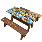 Turquoise And Orange Butterfly Print Picnic Table Cover