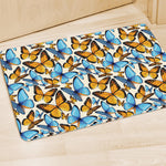 Turquoise And Orange Butterfly Print Polyester Doormat