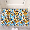 Turquoise And Orange Butterfly Print Rubber Doormat