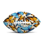 Turquoise And Orange Butterfly Print Rugby Ball