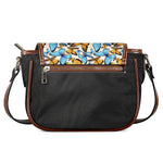 Turquoise And Orange Butterfly Print Saddle Bag