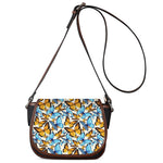 Turquoise And Orange Butterfly Print Saddle Bag