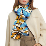 Turquoise And Orange Butterfly Print Scarf