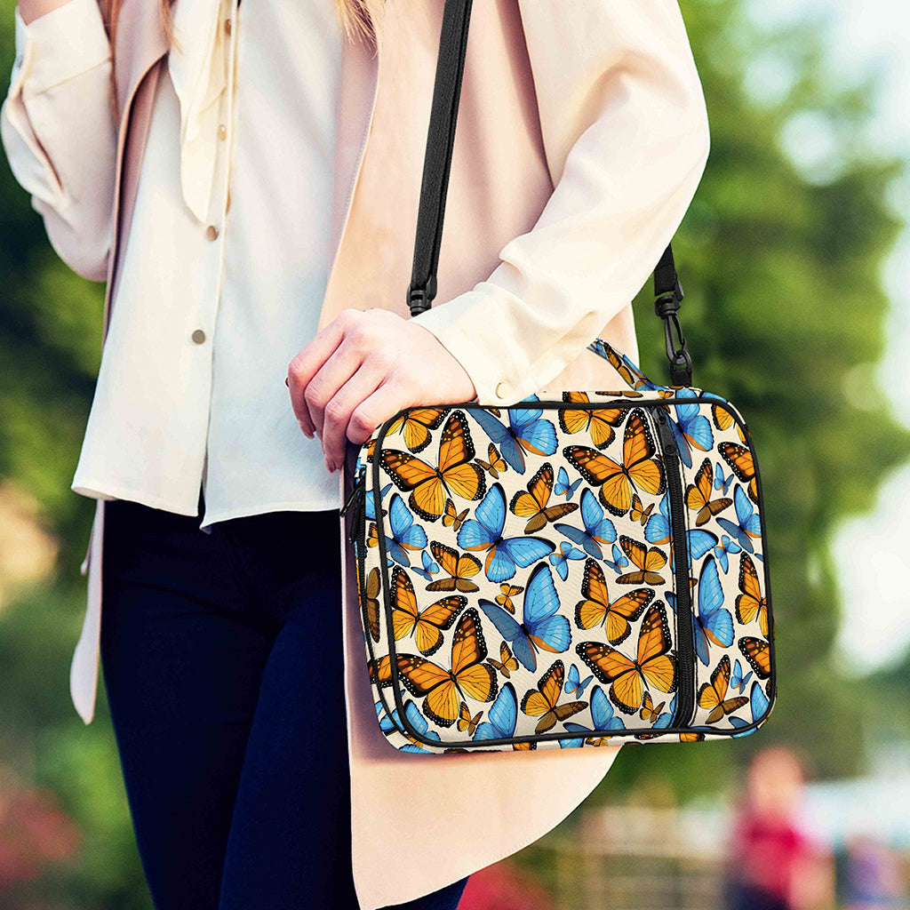 Turquoise And Orange Butterfly Print Shoulder Strap Bible Bag