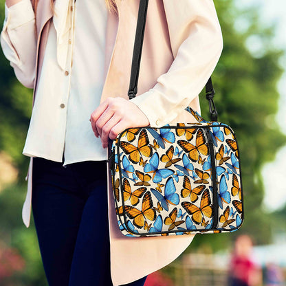 Turquoise And Orange Butterfly Print Shoulder Strap Bible Bag