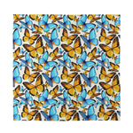 Turquoise And Orange Butterfly Print Silk Bandana