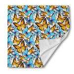 Turquoise And Orange Butterfly Print Silk Bandana