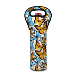 Turquoise And Orange Butterfly Print Single Neoprene Wine Tote