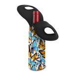 Turquoise And Orange Butterfly Print Single Neoprene Wine Tote