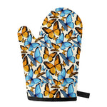 Turquoise And Orange Butterfly Print Single Oven Mitt