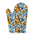 Turquoise And Orange Butterfly Print Single Oven Mitt
