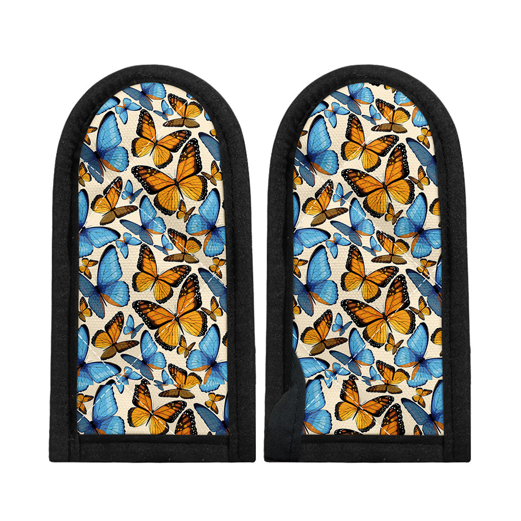 Turquoise And Orange Butterfly Print Skillet Handle Cover