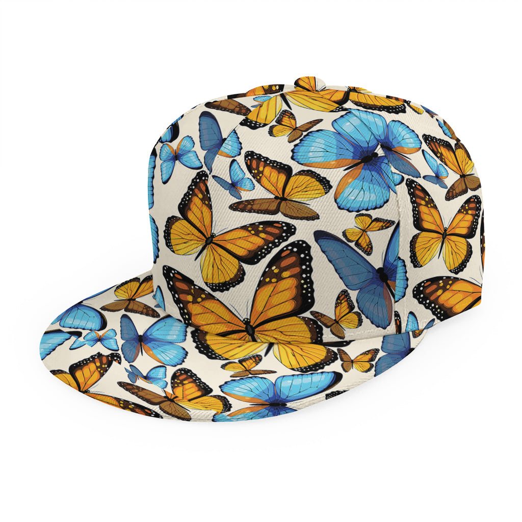 Turquoise And Orange Butterfly Print Snapback Cap