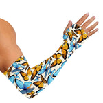 Turquoise And Orange Butterfly Print Sun Protection Arm Sleeves
