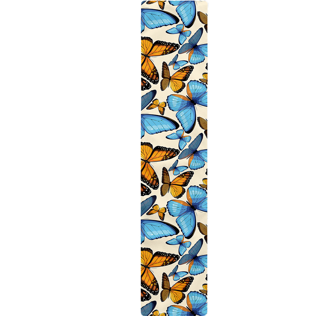 Turquoise And Orange Butterfly Print Table Runner
