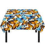 Turquoise And Orange Butterfly Print Tablecloth