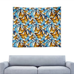 Turquoise And Orange Butterfly Print Tapestry