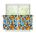 Turquoise And Orange Butterfly Print Tier Curtains