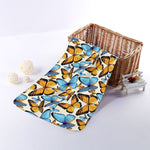Turquoise And Orange Butterfly Print Towel