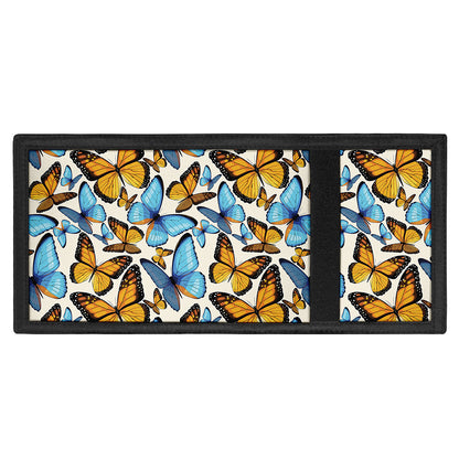Turquoise And Orange Butterfly Print Trifold Wallet