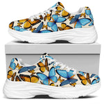 Turquoise And Orange Butterfly Print White Chunky Shoes