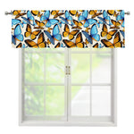 Turquoise And Orange Butterfly Print Window Valance
