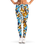 Turquoise And Orange Butterfly Print Women's Leggings