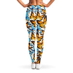 Turquoise And Orange Butterfly Print Women's Leggings