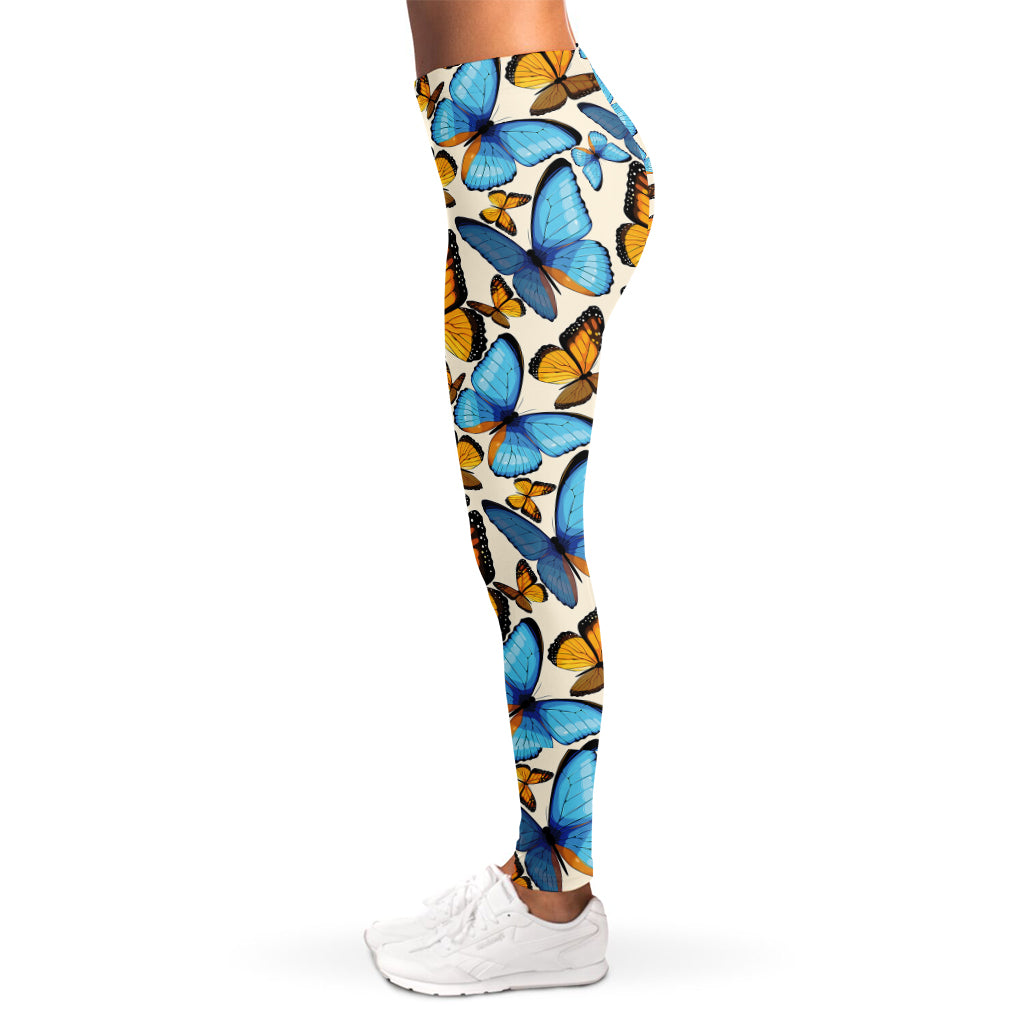 Turquoise And Orange Butterfly Print Women's Leggings