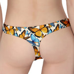 Turquoise And Orange Butterfly Print Women's Thong