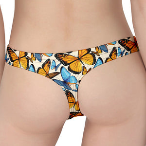 Turquoise And Orange Butterfly Print Women's Thong