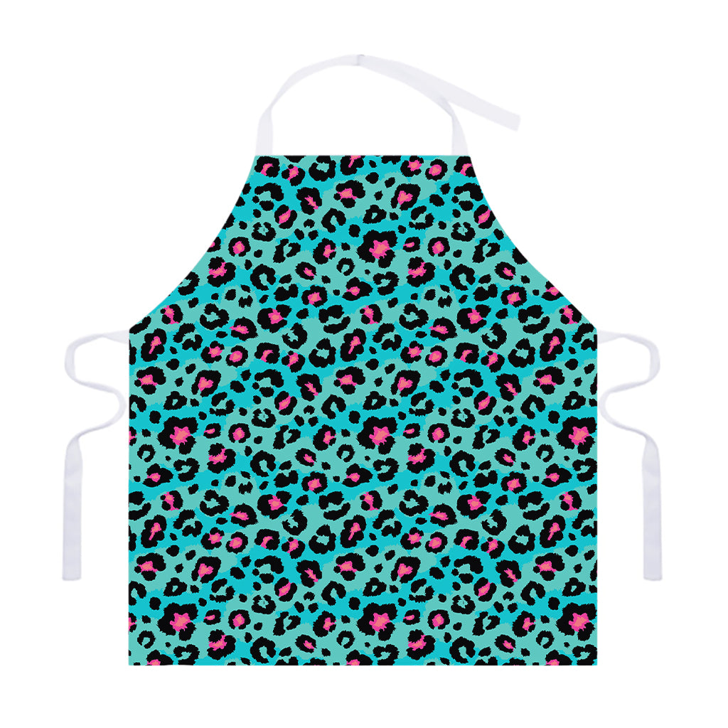 Turquoise And Pink Leopard Print Adjustable Apron