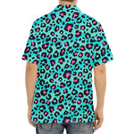 Turquoise And Pink Leopard Print Aloha Shirt