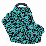 Turquoise And Pink Leopard Print Baby Seat Cover
