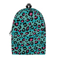 Turquoise And Pink Leopard Print School Backpack