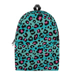 Turquoise And Pink Leopard Print Backpack